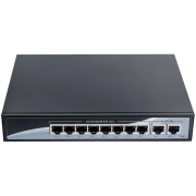 TSn-8P10V -10 портовый POE Ethernet коммутатор. 8 POE Ethernet 10/100Мб портов, 2 порта Ehternet 1000 Мбит/с, режим CCTV (дальность до 250м)