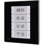 8-клавишная панель iFlex(EU), (без шинного соединителя HDLMPLPI.48-A), пластиковые кнопки, чёрное стекло